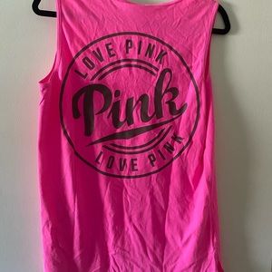 PINK Muscle Cut Tank Top